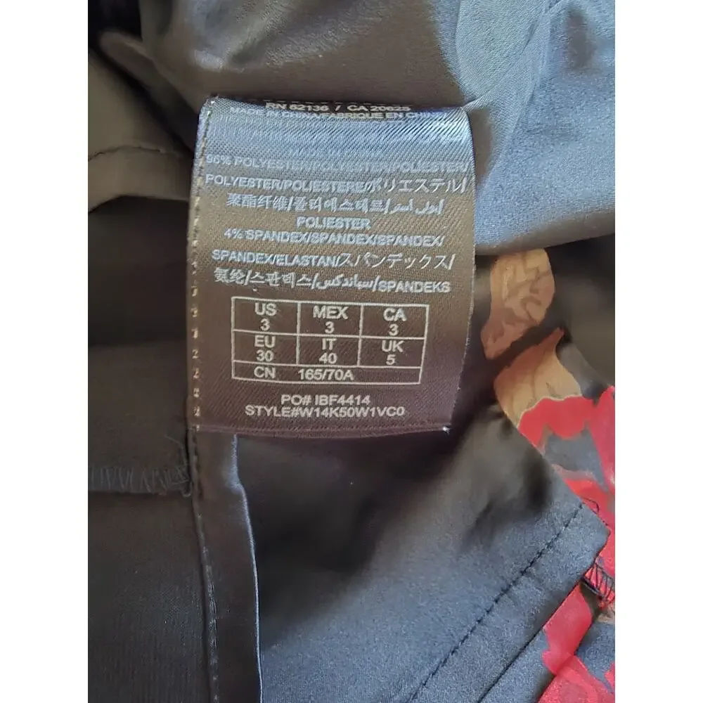 GUESS Floral Bodycon Dress Strapless Sweetheart Neck Black Red Brown Size 3 - Picture 6 of 7